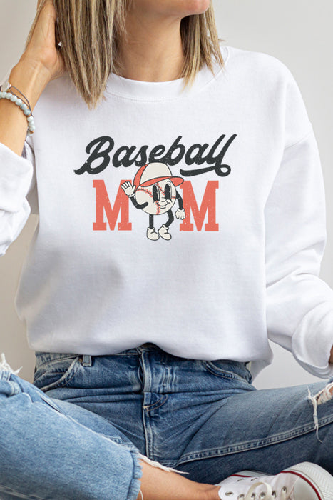 Baseball Mom Cartoon Graphic Sweatshirt