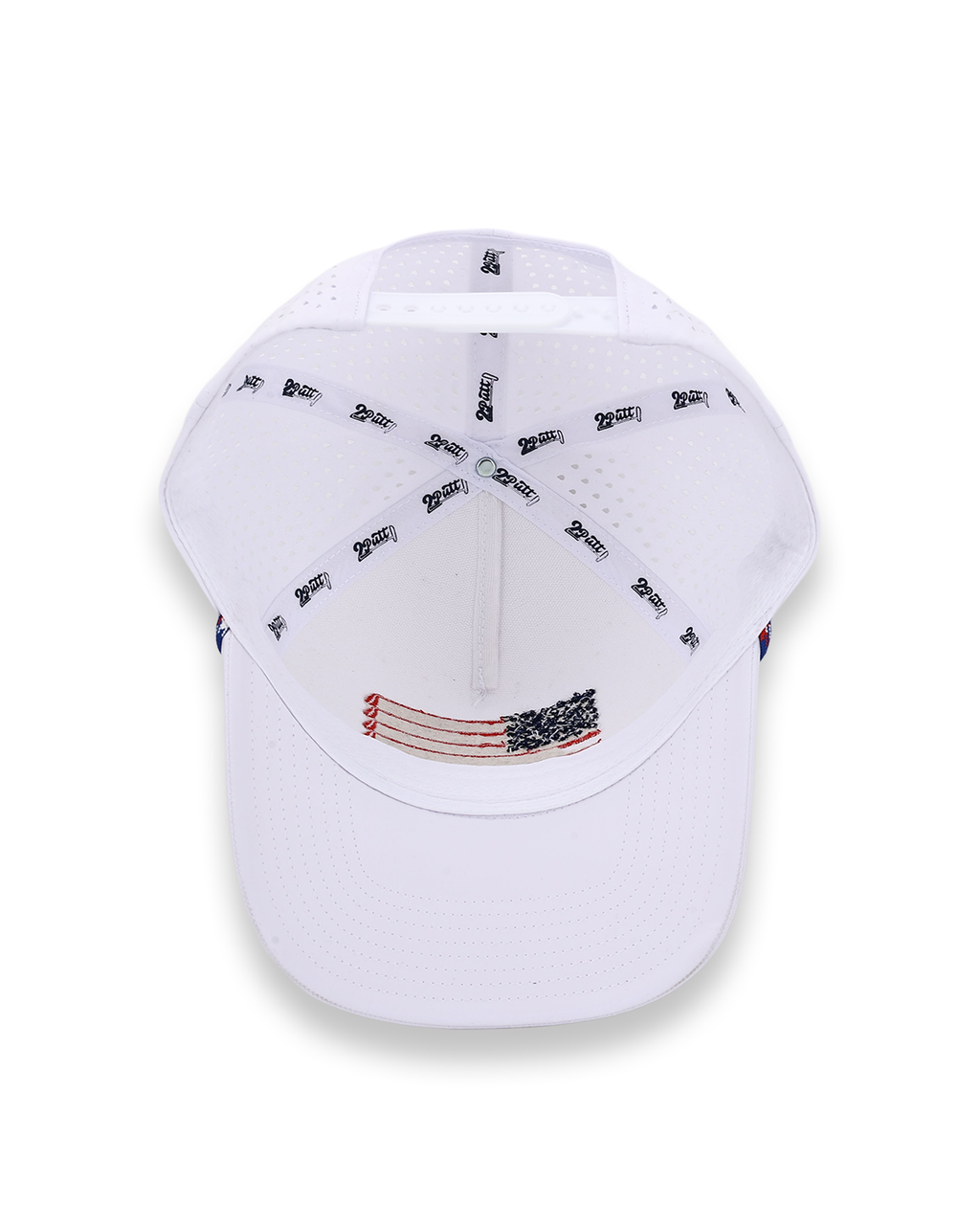 American Flag Rope Flat Bill Hat | White Golf Snapback