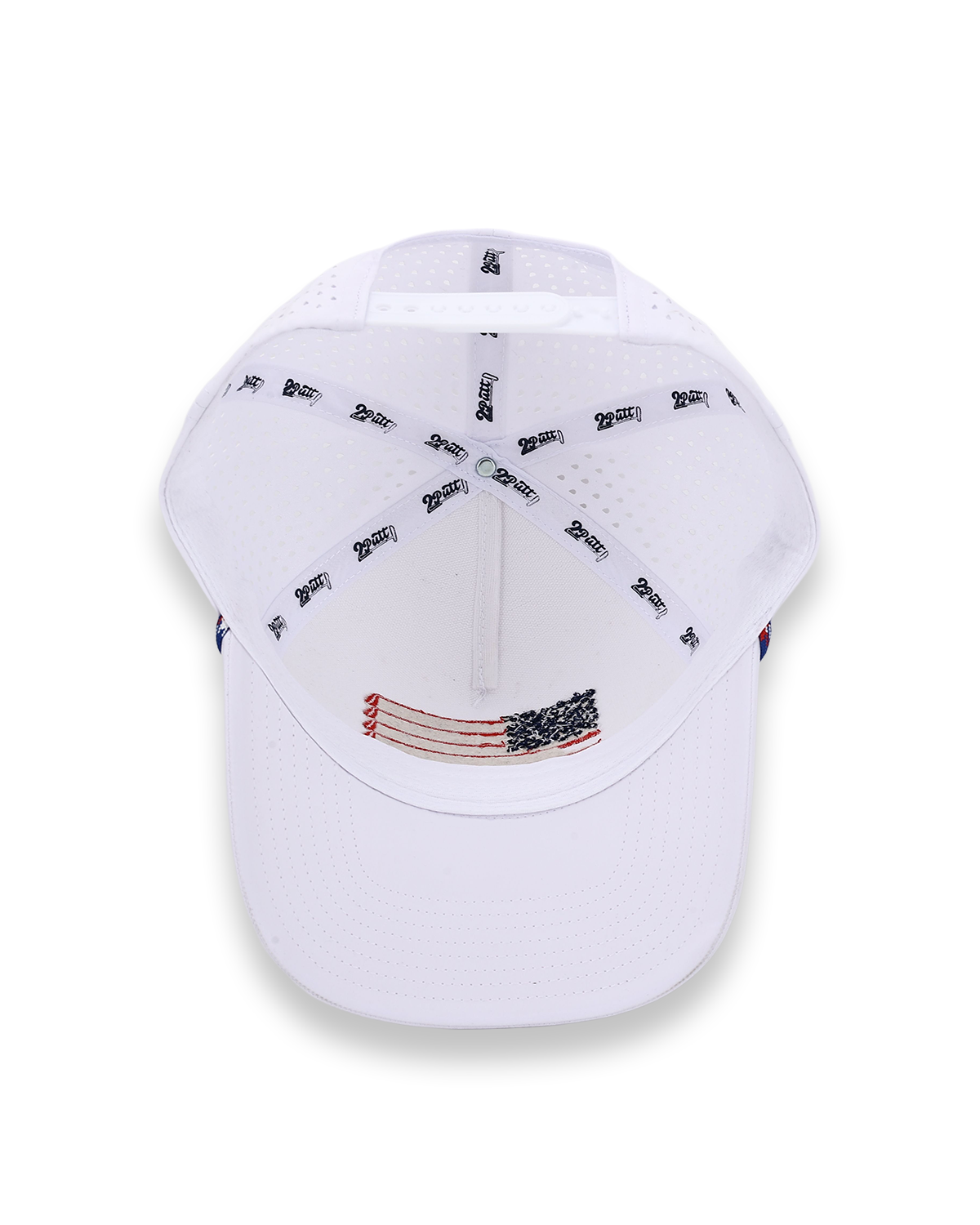 American Flag Rope Flat Bill Hat | White Golf Snapback