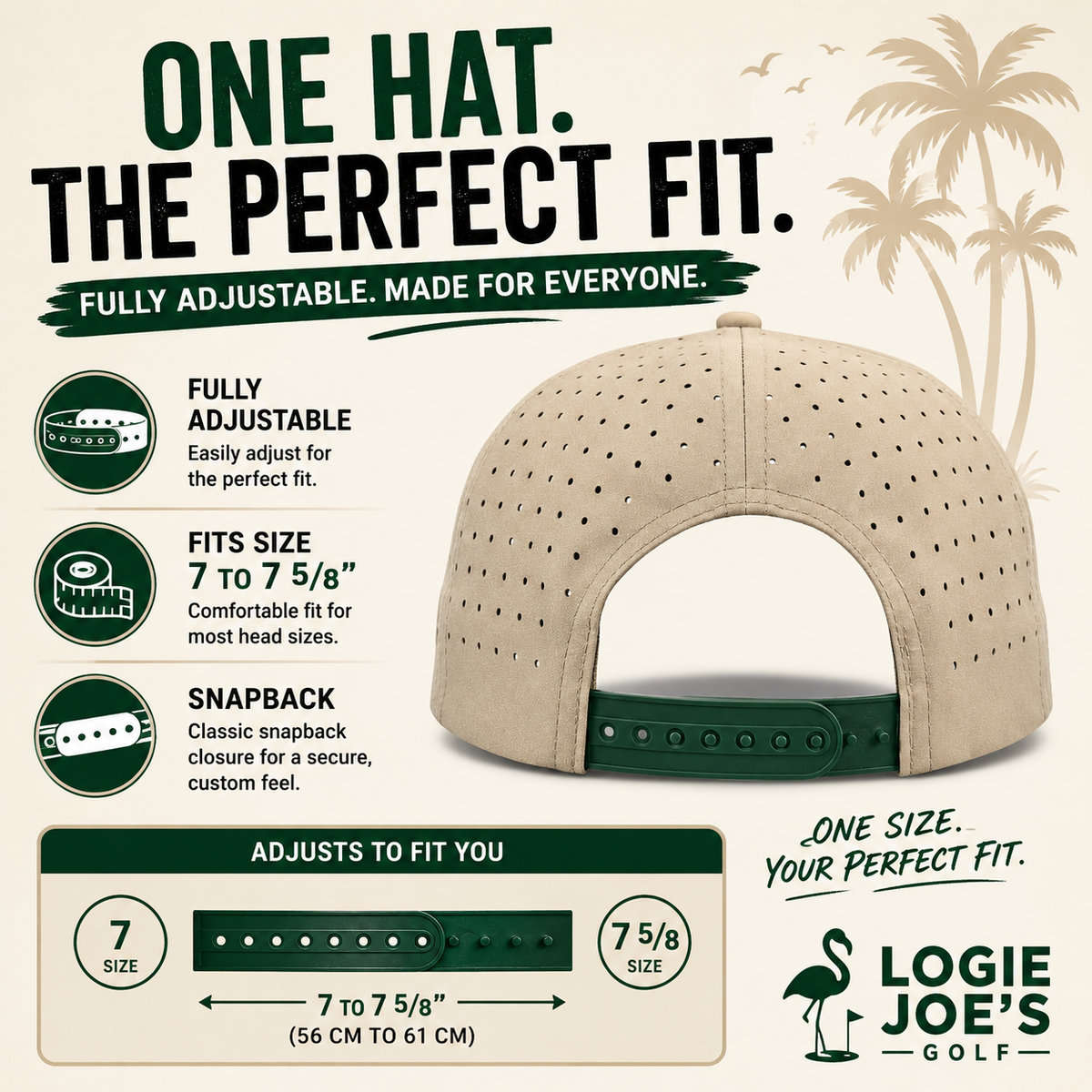 Fore the Boys Golf Hat | Snapback Cap | Built-in Magnetic Ball Marker Holder + Marker Included | Adjustable Blonde Light Blue