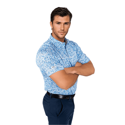 Blue Paisley Men's Golf Polo | UPF 50+ Performance Shirt