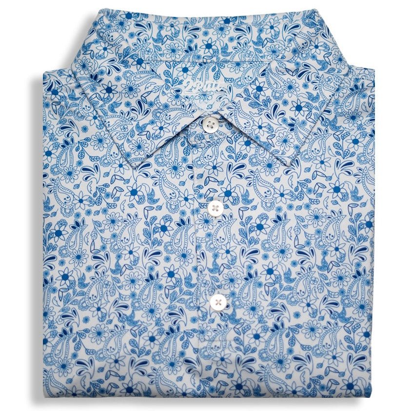 Blue Paisley Men's Golf Polo | UPF 50+ Performance Shirt
