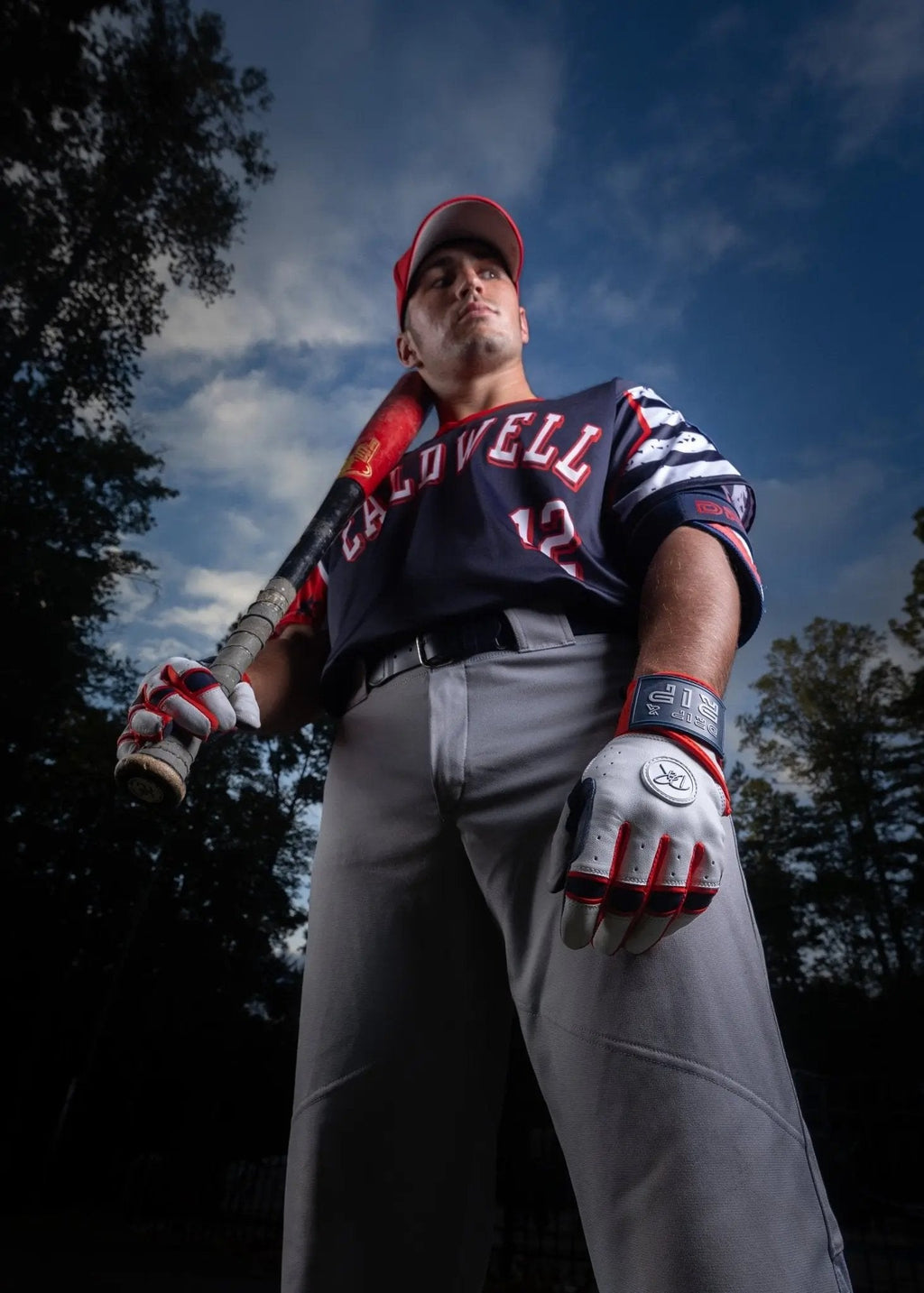 Drip & Rip™ Baller Series Premium Leather Long Cuff Batting Glove – Flags