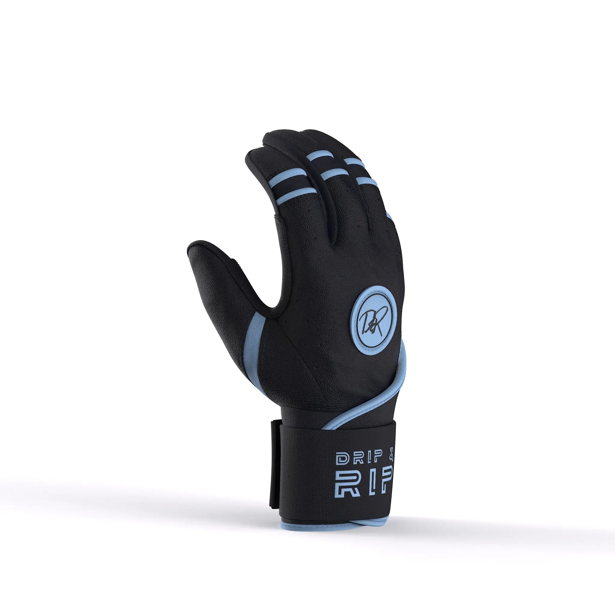 Drip & Rip™ Baller Series Premium Leather Long Cuff Batting Glove – Black Ice