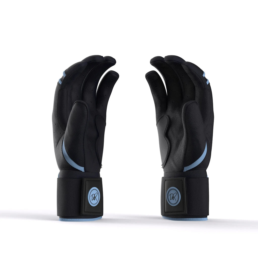 Drip & Rip™ Baller Series Premium Leather Long Cuff Batting Glove – Black Ice