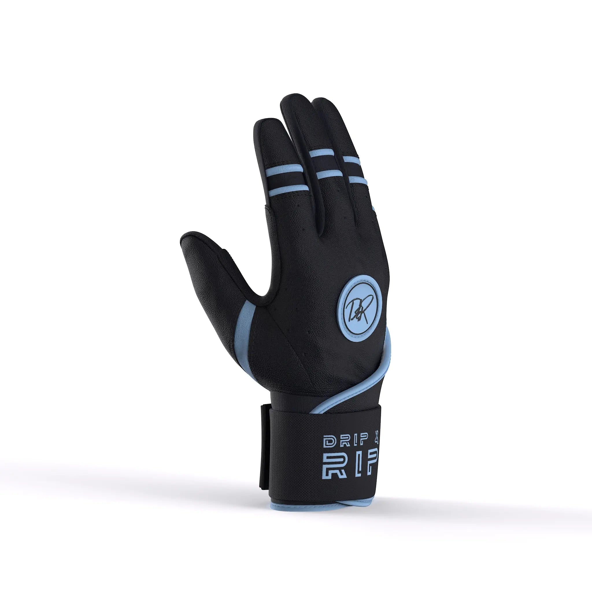 Drip & Rip™ Baller Series Premium Leather Long Cuff Batting Glove – Black Ice