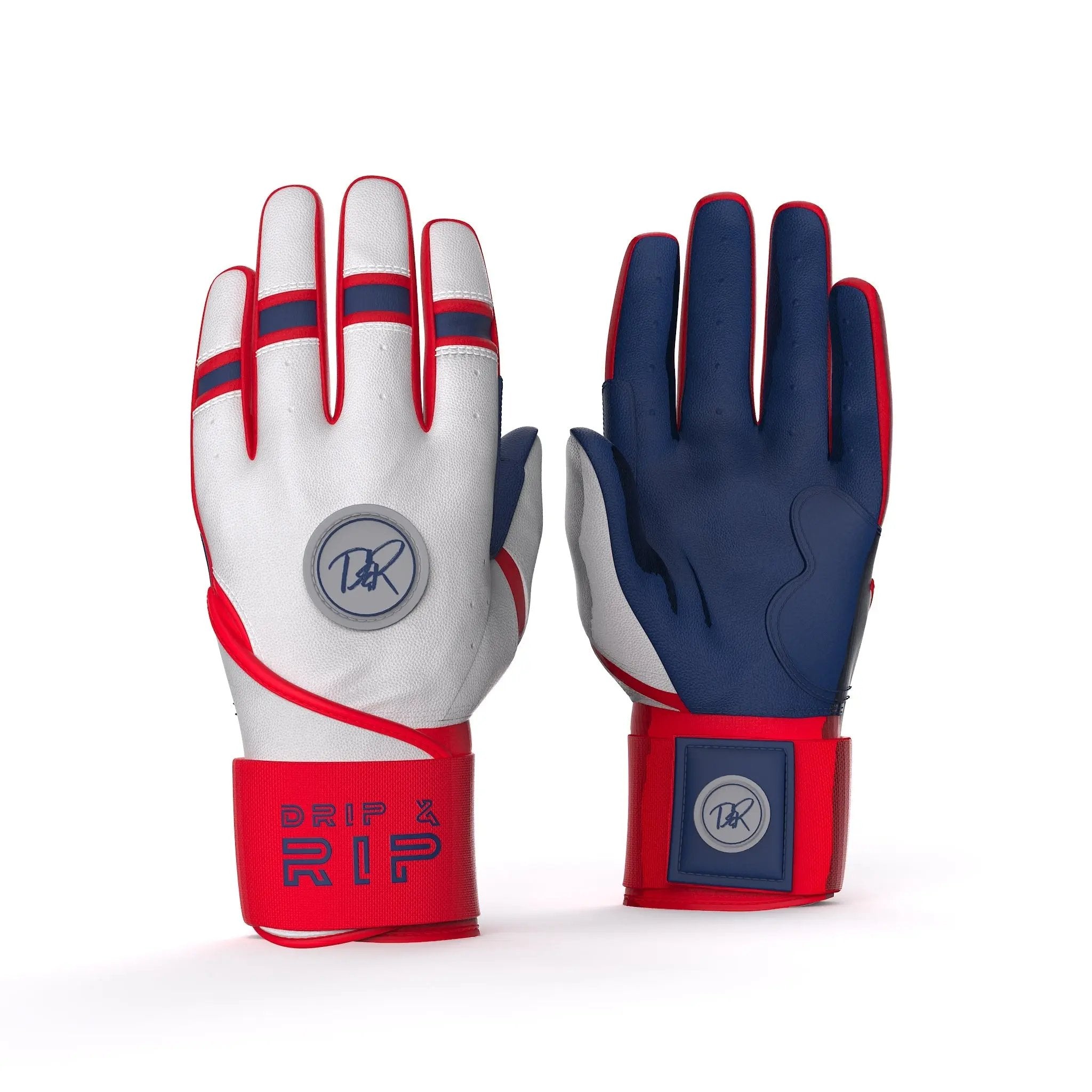Drip & Rip™ Baller Series Premium Leather Long Cuff Batting Glove – Flags