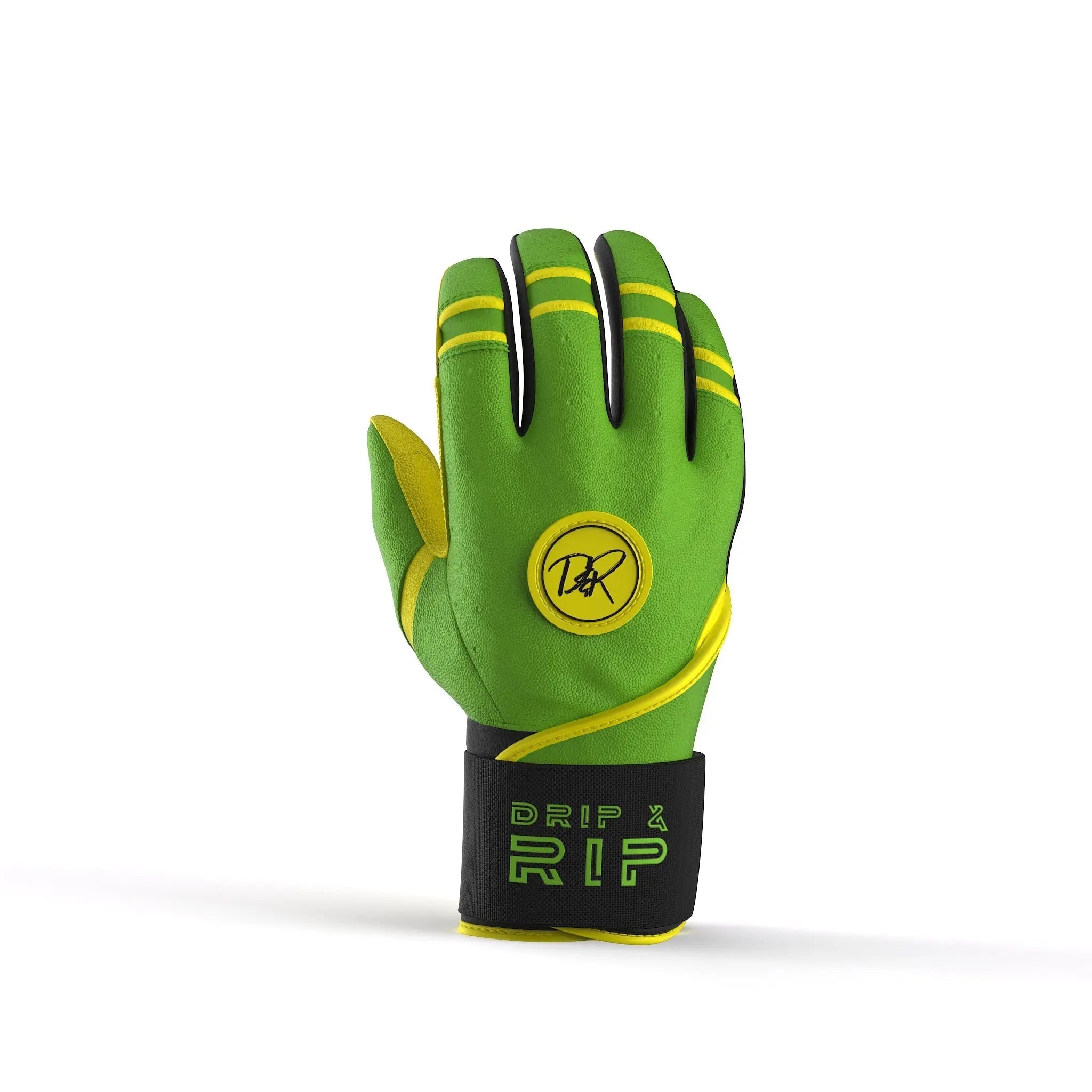 Drip & Rip™ Baller Series Premium Leather Long Cuff Batting Glove – Limelight