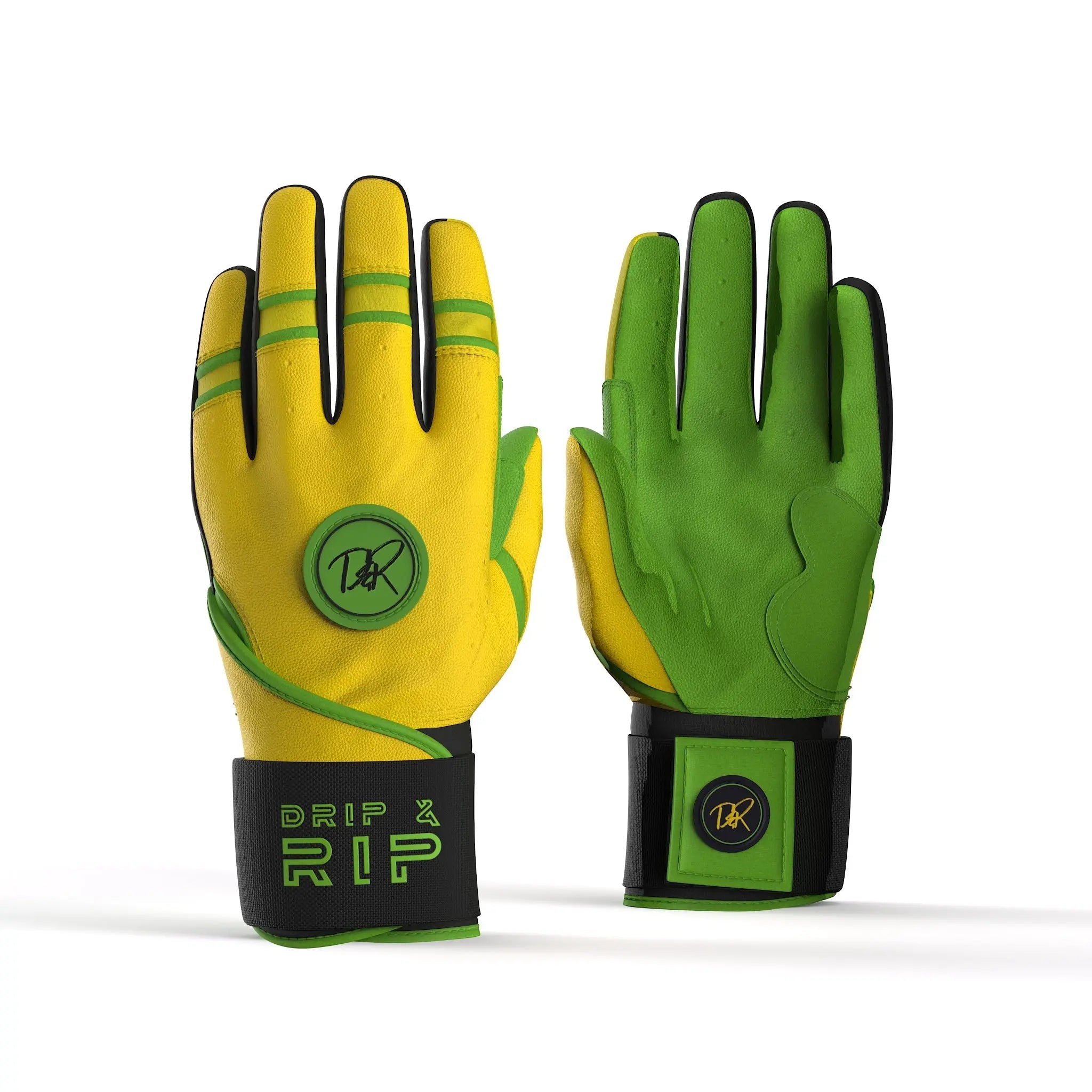 Drip & Rip™ Baller Series Premium Leather Long Cuff Batting Glove – Limelight