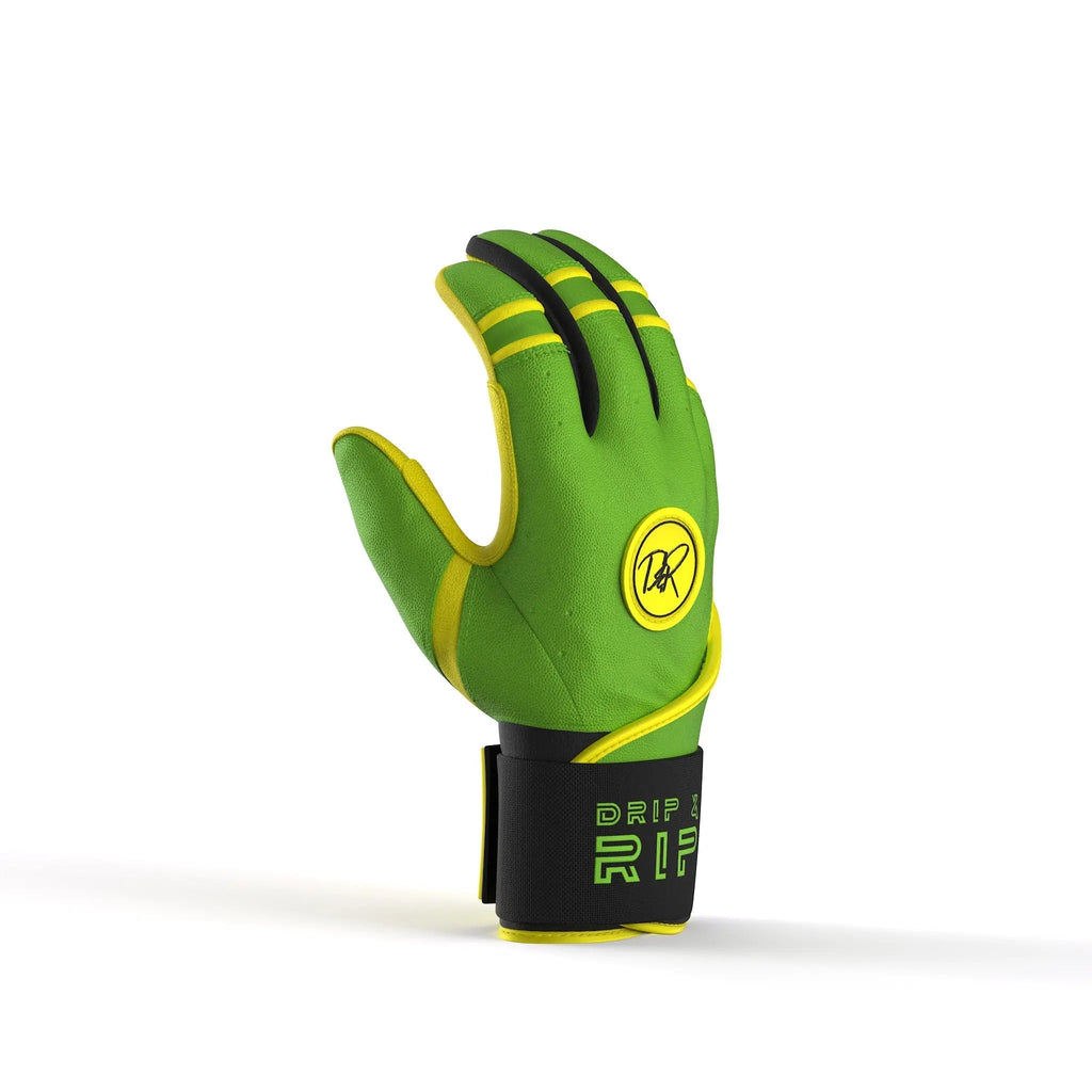 Drip & Rip™ Baller Series Premium Leather Long Cuff Batting Glove – Limelight