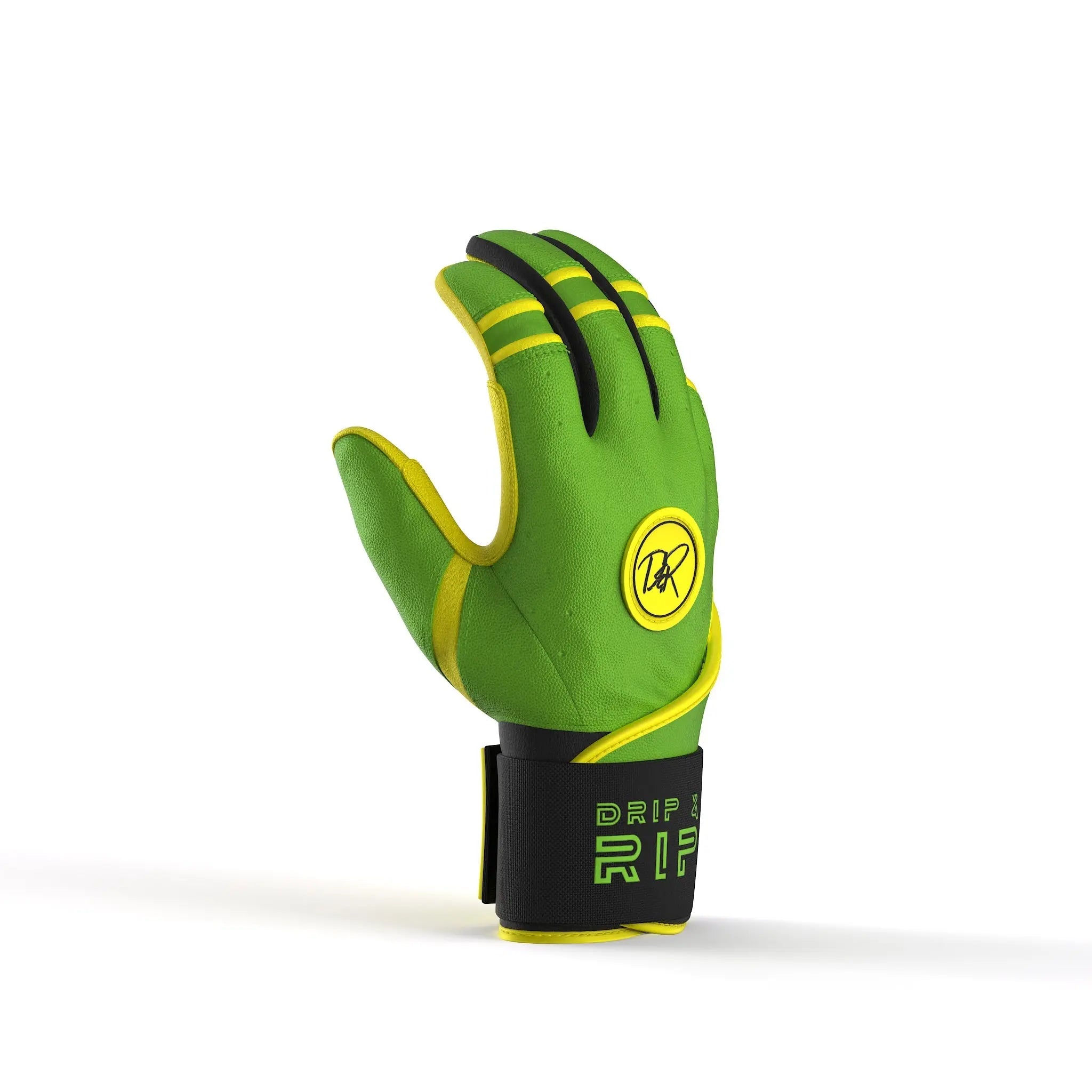 Drip & Rip™ Baller Series Premium Leather Long Cuff Batting Glove – Limelight