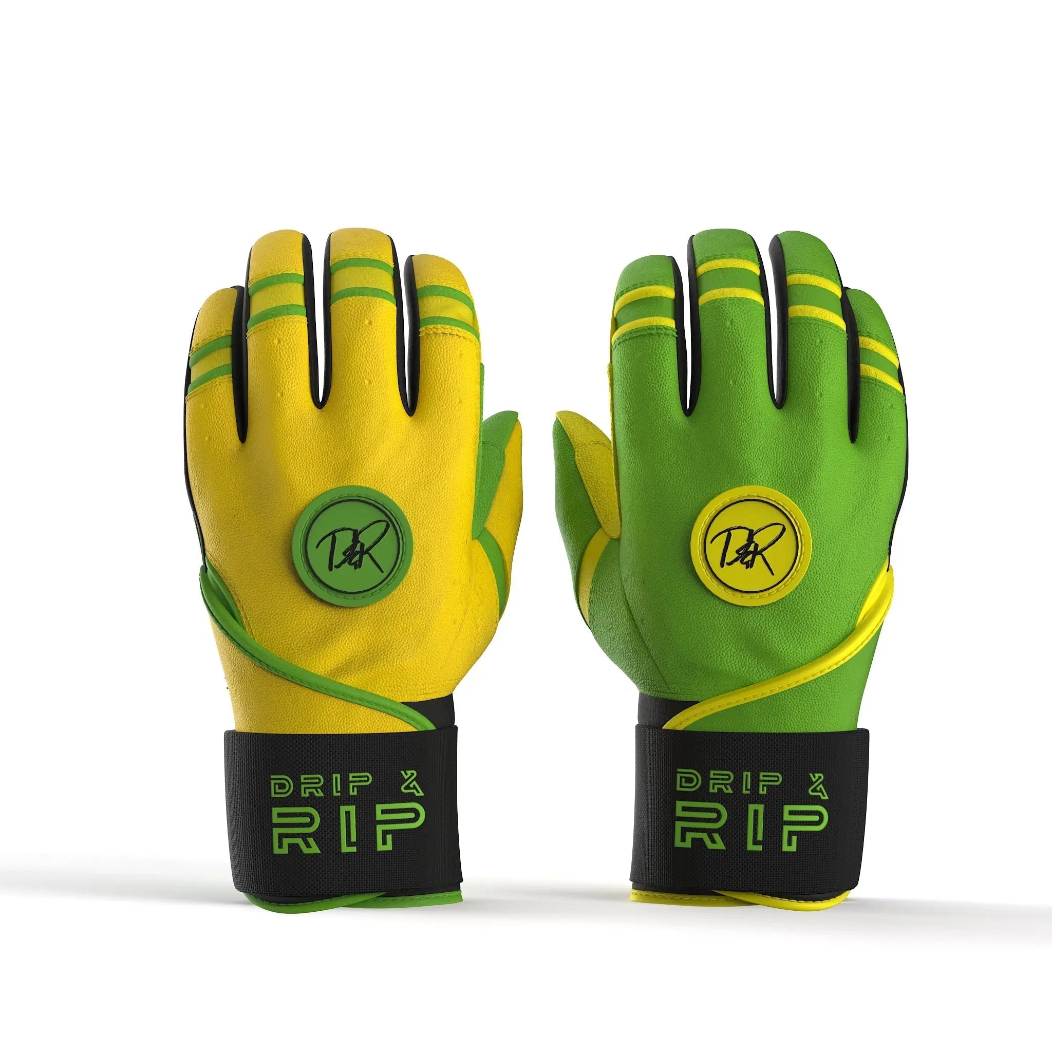 Drip & Rip™ Baller Series Premium Leather Long Cuff Batting Glove – Limelight