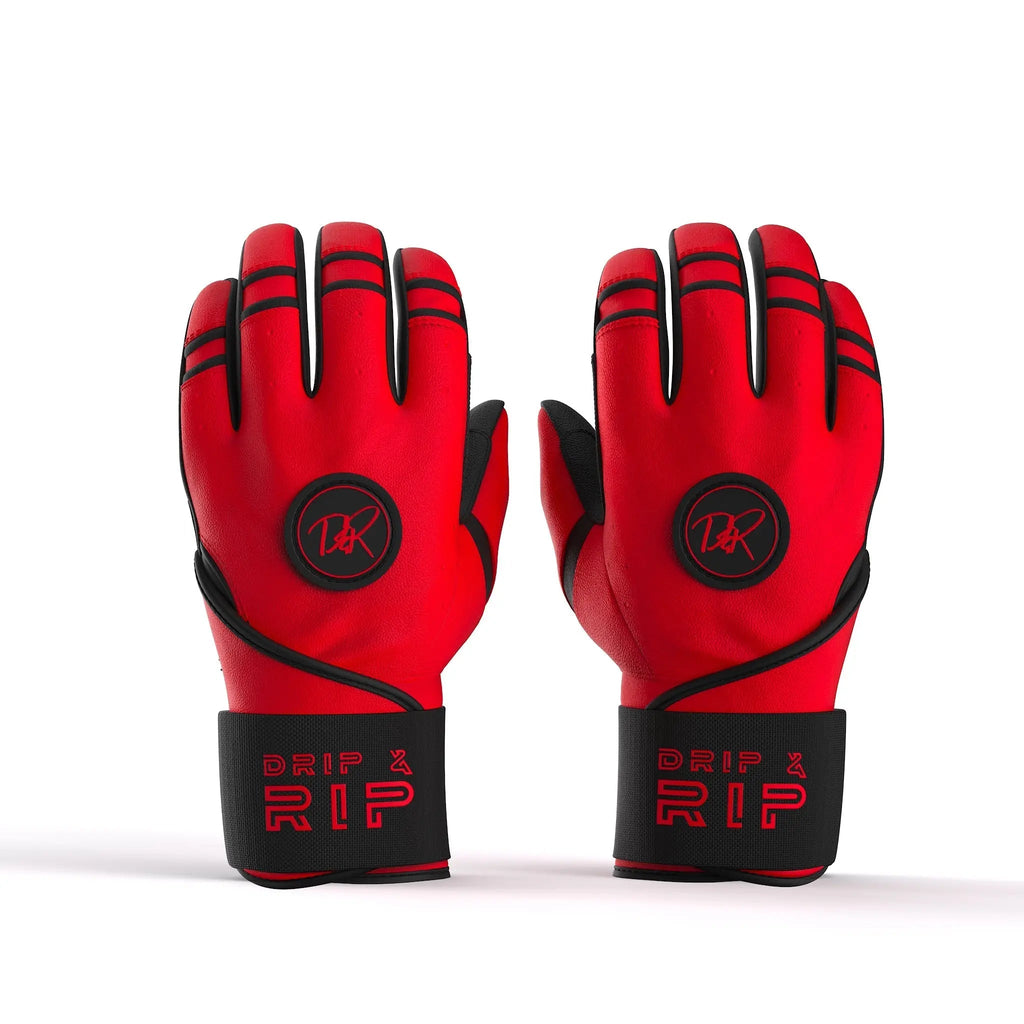 Drip & Rip™ Baller Series Premium Leather Long Cuff Batting Glove – Magma