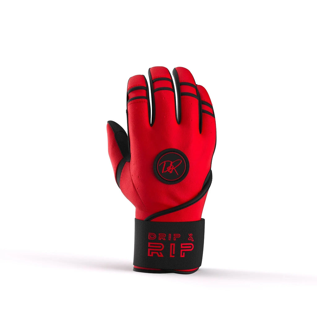 Drip & Rip™ Baller Series Premium Leather Long Cuff Batting Glove – Magma