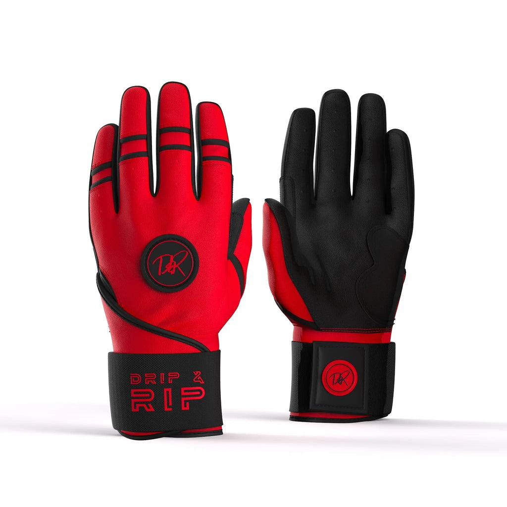 Drip & Rip™ Baller Series Premium Leather Long Cuff Batting Glove – Magma