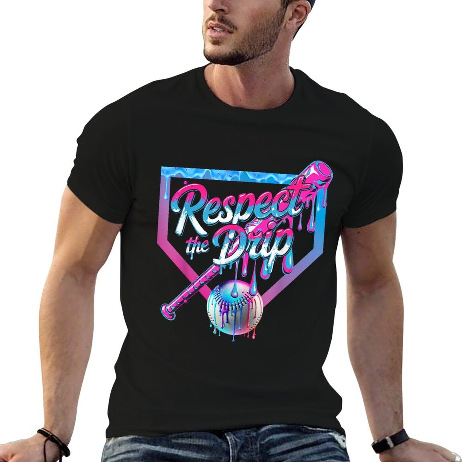 Baseball Drip For Boys Ice Cream Drip Youth Boys Baseball  Soft T-Shirt