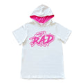 Woke Up RAD - Premium Short Sleeve Hooded Tee (Pink/White)