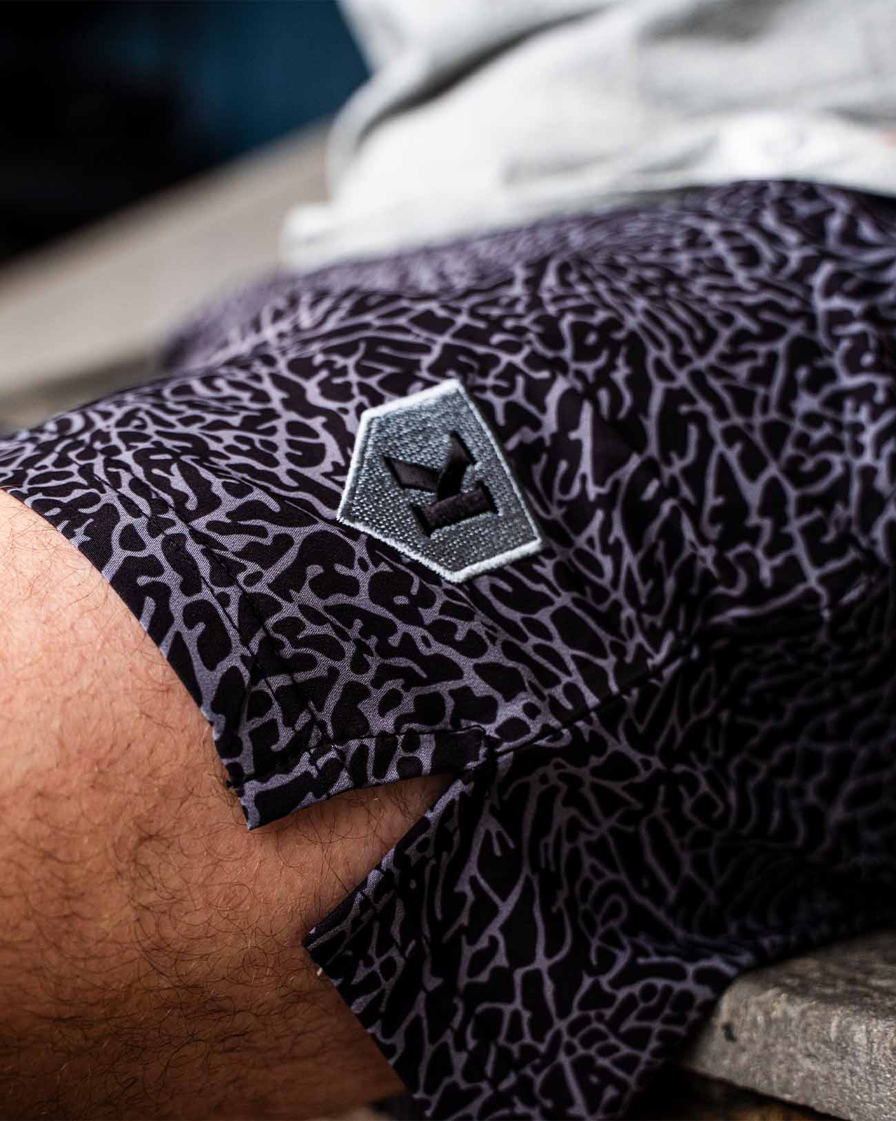 Youth Black/Gray Elephant Print Training Shorts